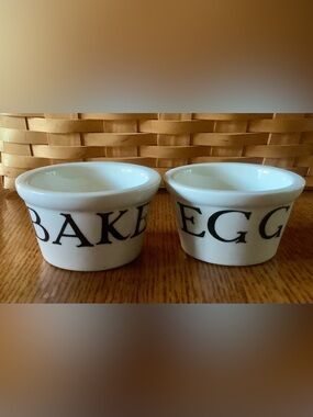 Two EMMA BRIDGEWATER POTTERY Baked Egg Black Toast & Marmalade Ramekins Rare
